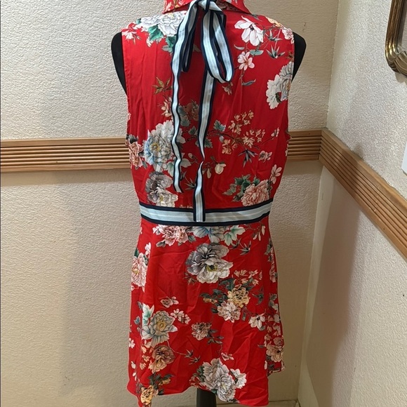 River Island NWT Size UK 16 Floral Red Sleeveless Dress!!! - Picture 4 of 11